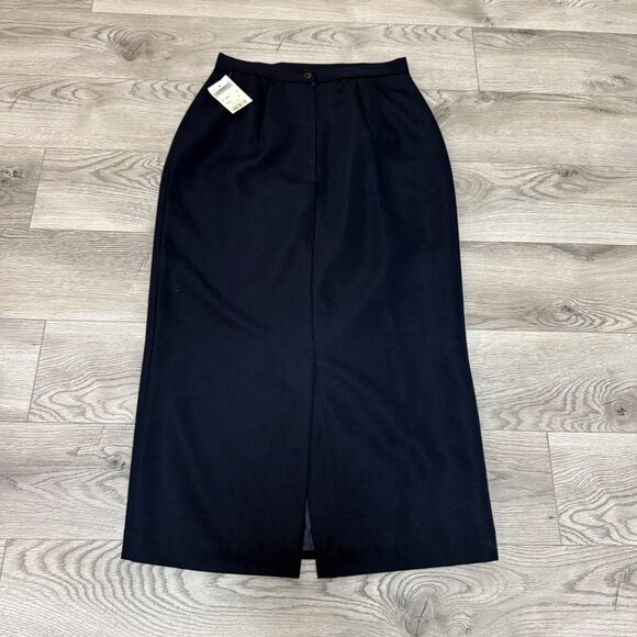 Michele Navy Blue Pencil Skirt Long Midi Size 10 VTG Casual Career Chic Fashion - Picture 10 of 11